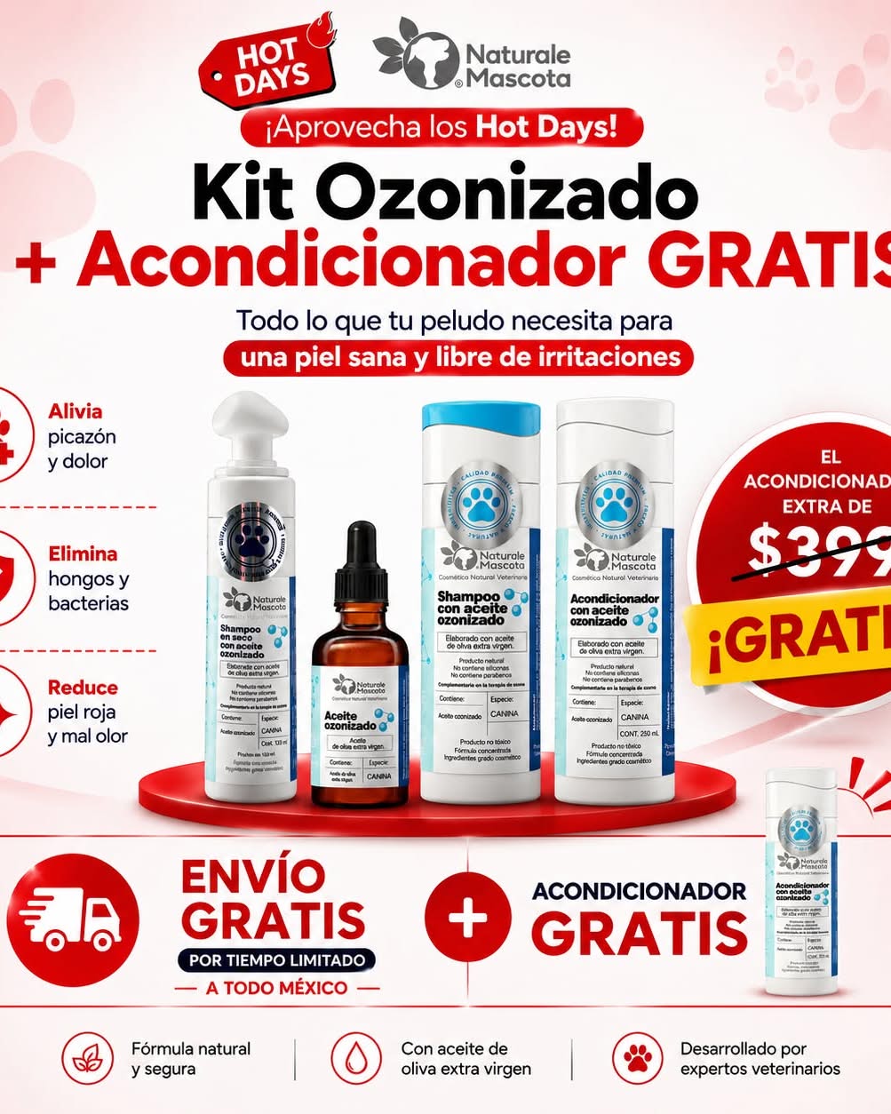 Anuncio Hot Days kit más acondicionador gratis